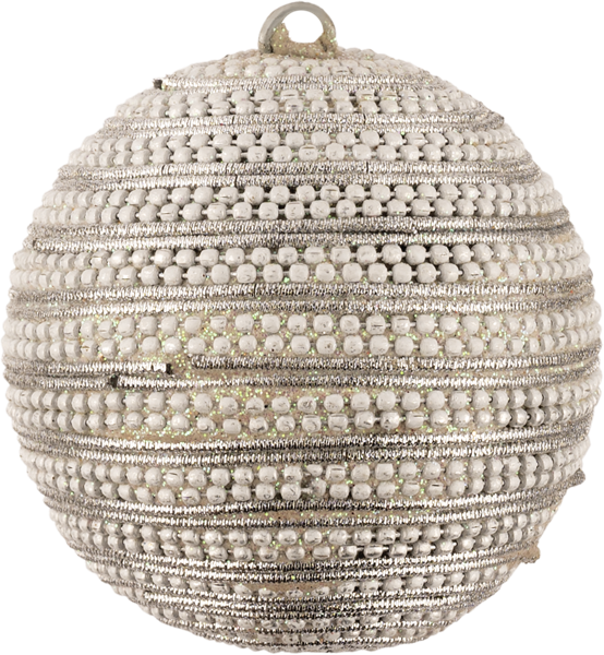 Изображение Шар 7см пластик Купман белый серебро с бусинами Купман Интернэшнл , 1 шт