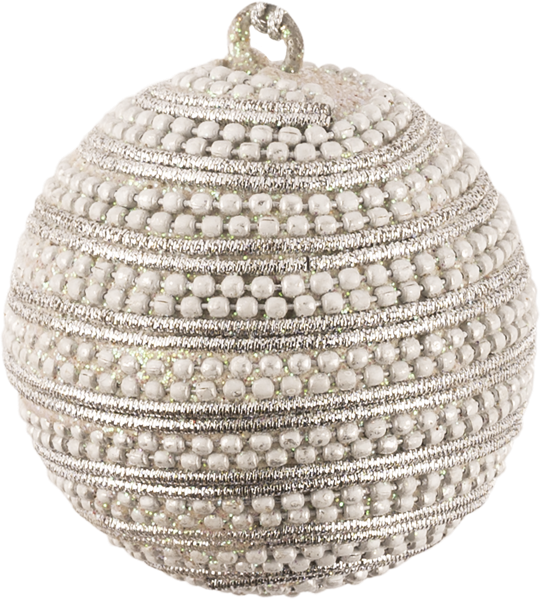 Изображение Шар 5см пластик Купман белый серебро с бусинами Купман Интернэшнл , 1 шт