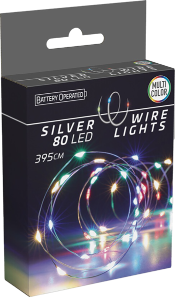Изображение Электрогирлянда 3,95м на батарейках Купман нить 80 цветных ЛЕД ламп Купман Интернэшнл , 1 шт
