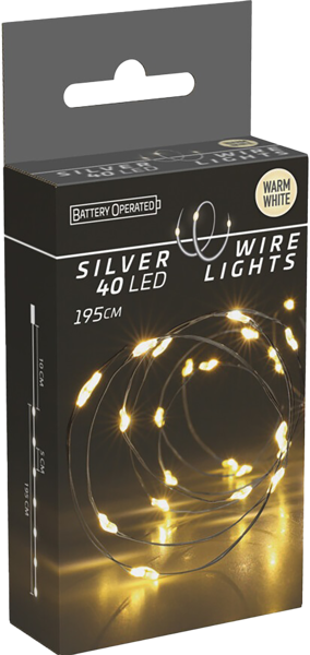 Изображение Электрогирлянда 1,95м на батарейках Купман нить 40 теплых ЛЕД ламп Купман Интернэшнл , 1 шт