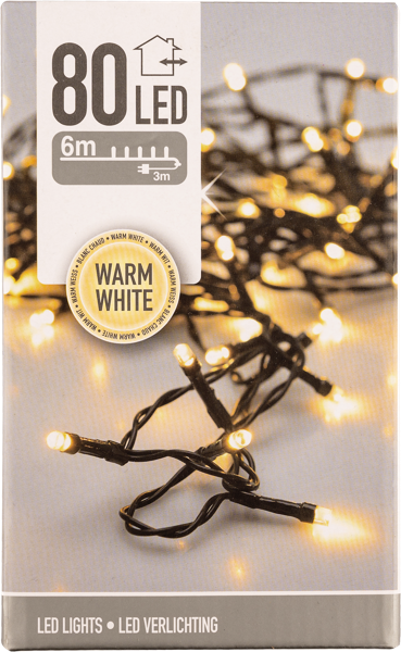 Изображение Электрогирлянда 6м Купман 80 теплых ЛЕД ламп Купман Интернэшнл к/у, 1 шт