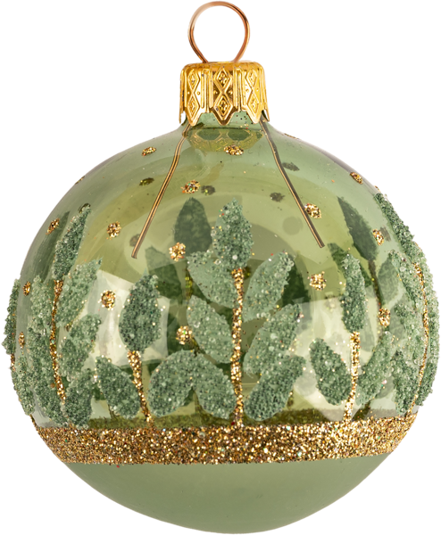 Изображение Шар 6см стекло Купман зеленый с золотым декором Купман Интернэшнл , 1 шт