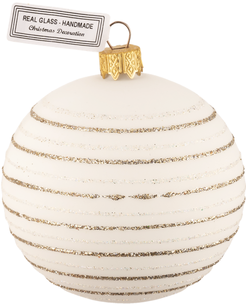 Изображение Шар 8см стекло Купман серебристые узоры белый Купман Интернэшнл , 1 шт