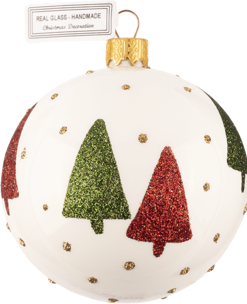 Изображение Шар 8см стекло Купман елки цветные белый Купман Интернэшнл , 1 шт