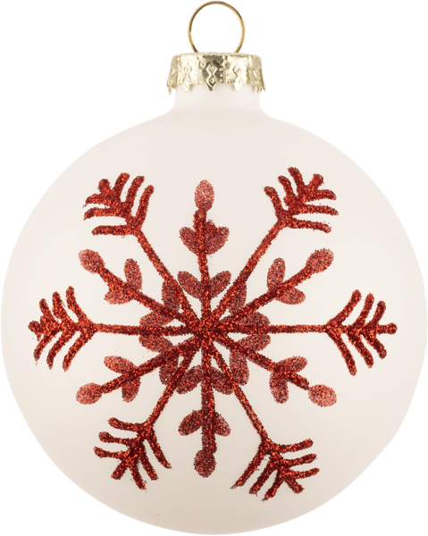 Изображение Шар 8см стекло Купман снежинка белый красный Купман Интернэшнл , 1 шт
