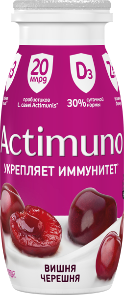 Изображение Напиток 1,5% кисломолочный Актимуно вишня черешня Эйч энд Эн п/б, 95 г