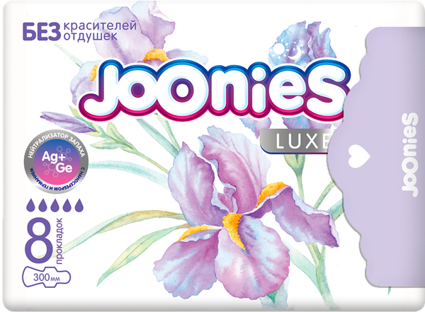 Изображение Прокладки ночные Джунис люкс наносеребро 300мм Гуанджоу Тауе м/у, 8 шт