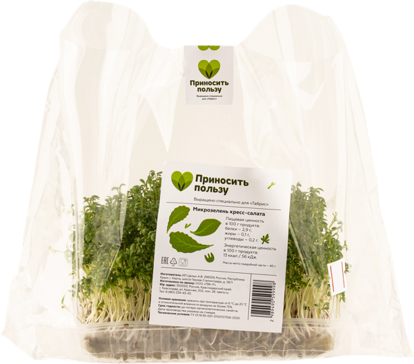 Изображение Микрозелень свежая Табрис кресс-салат Целых А.В. п/у, 40 г