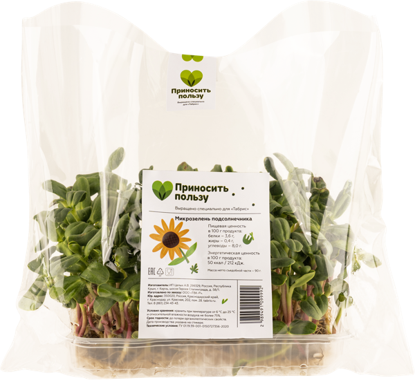 Изображение Микрозелень свежая Табрис подсолнечник Целых А.В. п/у, 90 г