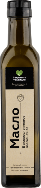 Изображение Масло подсолнечное Табрис высокоолеиновое Натуральные продукты с/б, 250 мл