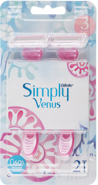 Изображение Станок для бритья женский Жиллетт венус симпл3 бейсик одноразовый Жиллетт м/у, 2 шт