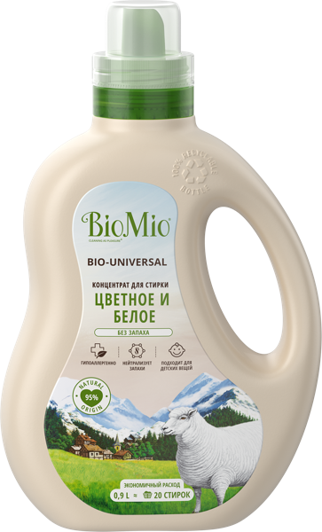 Изображение Средство для стирки жидкое Биомио БИО цветное, белое без запаха Сплат Косметика п/у, 900 мл