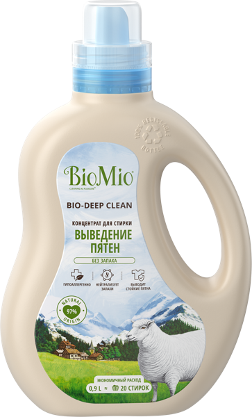 Изображение Средство для стирки жидкое Биомио БИО цветн белое без пятен 2в1 Сплат Косметика п/у, 900 мл