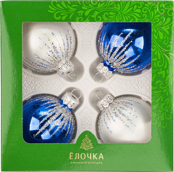 Изображение Набор Капельки стекло Ёлочка С593 шары 4шт Клинская игрушка к/у, 1 упак