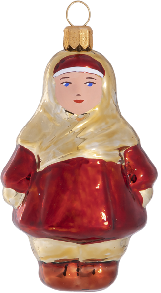 Изображение Фигурка Девочка в платке 8,3см стекло Ёлочка С2358 Клинская игрушка к/у, 1 шт