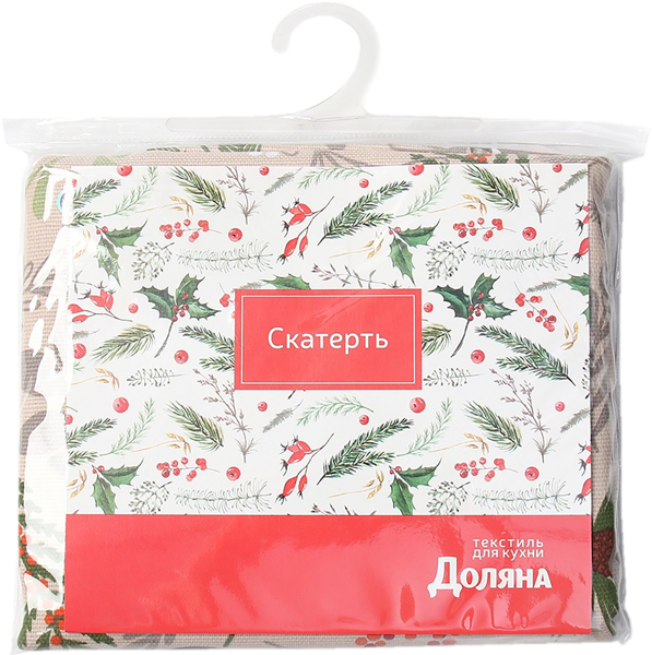 Изображение Скатерть 149*250см Доляна снегири бежевая ИП Симановский Е.А. м/у, 1 шт