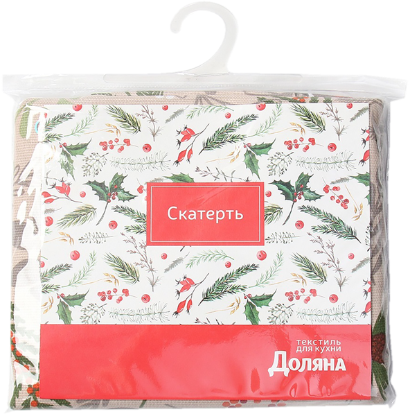 Изображение Скатерть 149*220см Доляна снегири бежевая ИП Симановский Е.А. м/у, 1 шт