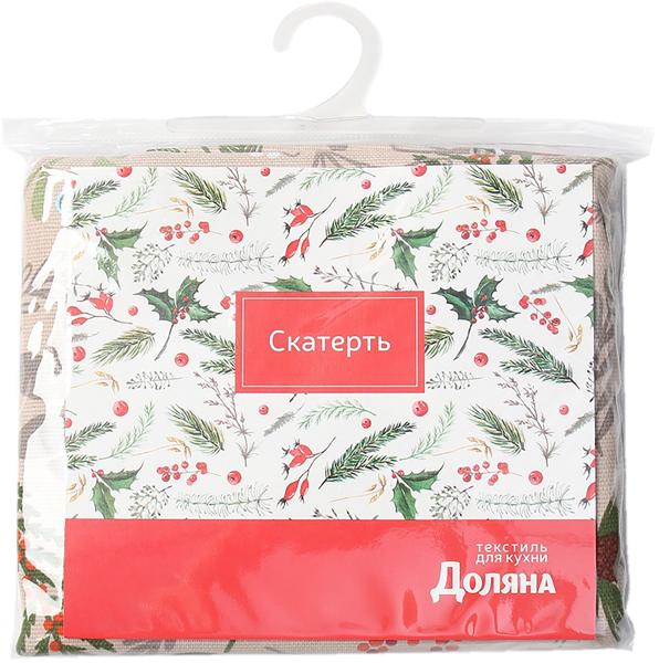 Изображение Скатерть 149*180см Доляна снегири бежевая ИП Симановский Е.А. м/у, 1 шт