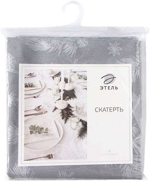 Изображение Скатерть 149*220см Этель серебряные ветки серая ИП Симановский Е.А. к/у, 1 шт