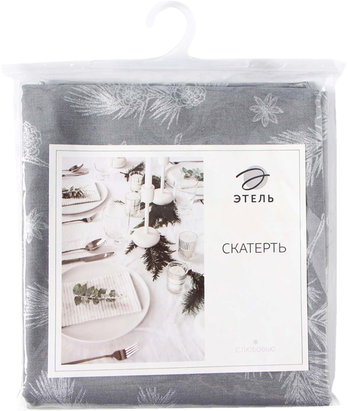Изображение Скатерть 149*180см Этель серебряные ветки серая ИП Симановский Е.А. м/у, 1 шт