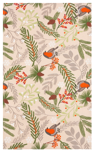 Изображение Полотенце 35*60см для кухни Доляна снегири бежевая ИП Симановский Е.А. , 1 шт