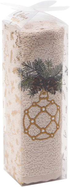 Изображение Полотенце 30*60см махровое Этель елочный шар кремовое Этель п/у, 1 шт