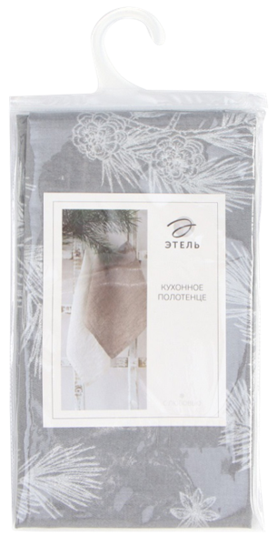 Изображение Полотенце 40*73см для кухни Этель серебряные ветки серое ИП Симановский Е.А. , 1 шт