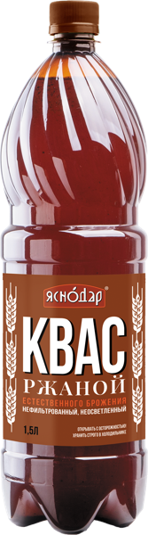 Изображение Квас живого брожения Яснодар ржаной Пересвет п/б, 1,5 л