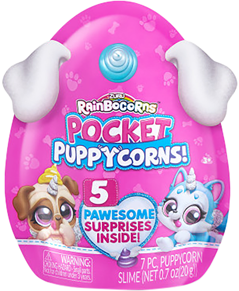 Изображение Фигурка сюрприз в яйце Рэйнбокорнс карманный щенок подвижная Зуру п/у, 1 шт