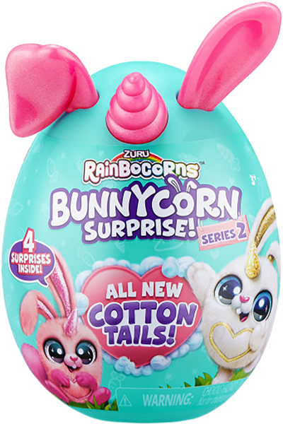 Изображение Игрушка сюрприз в яйце мини Рэйнбокорнс плюш кролик+наклейки Зуру п/у, 1 шт