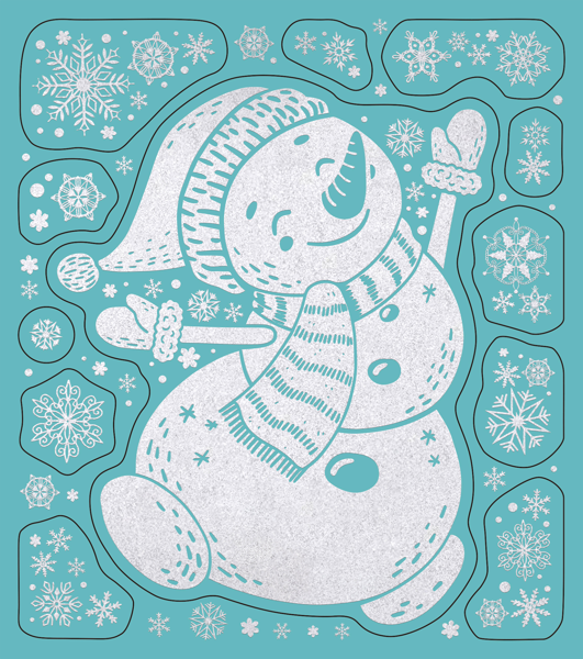 Изображение Наклейка 15,5*17,5см на окно Мэджик Тайм белый снеговик Феникс-Презент м/у, 1 шт