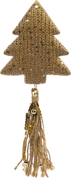 Изображение Подвеска 25см золотистая Мэджик Тайм елочка с кисточкой Феникс-Презент м/у, 1 шт
