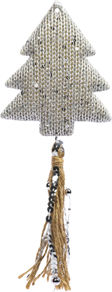 Изображение Подвеска 25см серебристая Мэджик Тайм елочка с кисточкой Феникс-Презент м/у, 1 шт