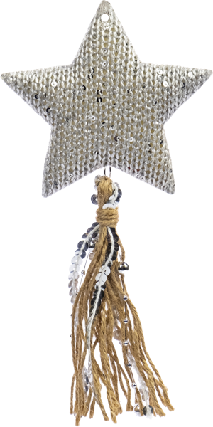 Изображение Подвеска 22см серебристая Мэджик Тайм звезда с кисточкой Феникс-Презент м/у, 1 шт