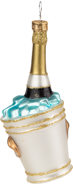 Изображение Елочное украшение 13см стекло Мэджик Тайм шампанское в ведерке Феникс-Презент к/у, 1 шт