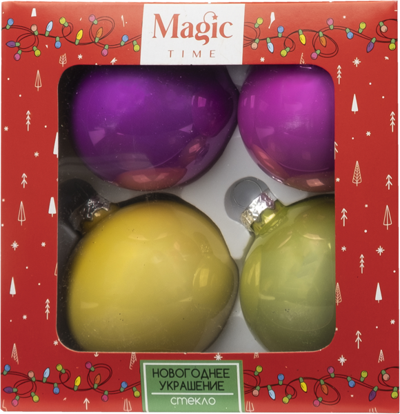 Изображение Шар 6см стекло Мэджик Тайм розовый зеленый зеркальны Феникс-Презент к/у, 4 шт
