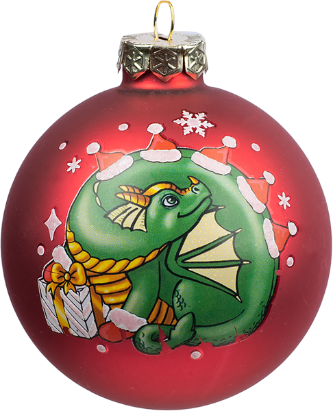 Изображение Шар 8см стекло Мэджик Тайм дракончик красный Феникс-Презент к/у, 1 шт