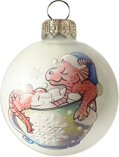 Изображение Шар 8см стекло Мэджик Тайм дракончик в чашке белый Феникс-Презент к/у, 1 шт