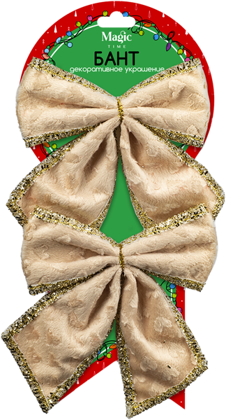 Изображение Бант 13см золотой Мэджик Тайм с узором Феникс-Презент к/у, 2 шт