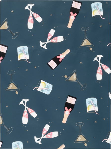 Изображение Бумага 100*70см упаковочная Мэджик Пак бокалы игристое синяя Феникс-Презент , 1 шт