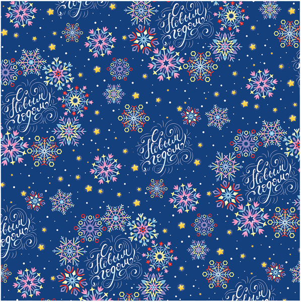 Изображение Бумага 100*70см упаковочная Мэджик Пак белые снежинки синяя Феникс-Презент м/у, 1 шт