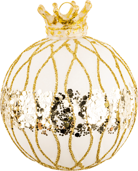 Изображение Шар 8см стекло Хофф белый с золотой короной Хофф Интерьер , 1 шт