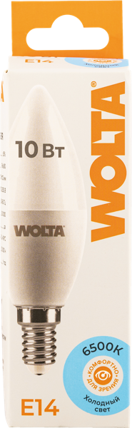 Изображение Лампочка 10Вт Е14 6500К Вольта светодиодная свеча Вольта к/у, 1 шт