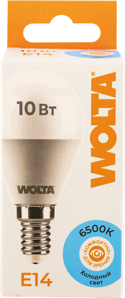 Изображение Лампочка 10Вт Е14 6500К Вольта светодиодная шар Вольта к/у, 1 шт