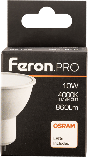 Изображение Лампочка 10Вт GU5.3 4000К 4К Ферон Про светодиодная матовая Ферон к/у, 1 шт