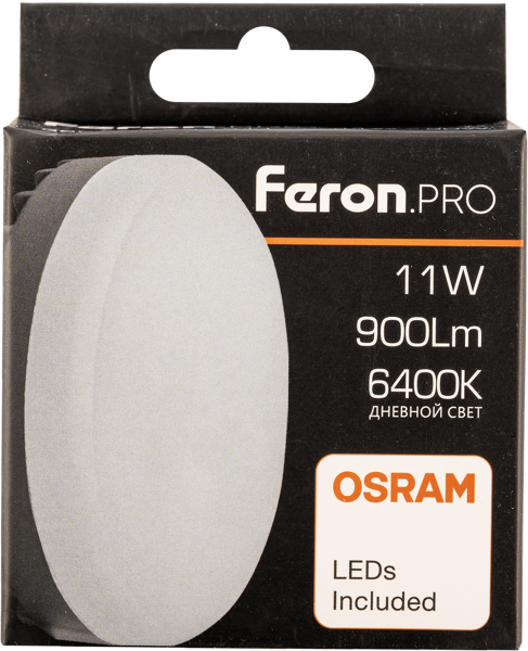 Изображение Лампочка 11Вт GX53 6400К 6К Ферон Про светодиодная таблетка Ферон к/у, 1 шт