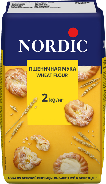 Изображение Мука Пшеничная Нордик Новомосковский мелькомбинат м/у, 2 КГ