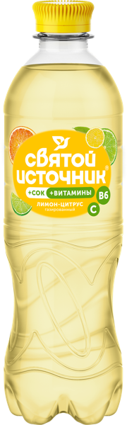 Изображение Вода газ рН 6,5-7,5 Святой Источник питьевая лимон цитрус Эдельвейс Л п/б, 0,5 л
