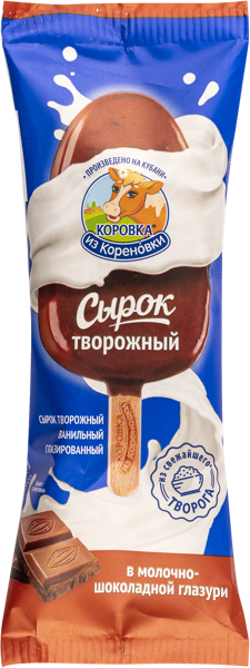 Изображение Сырок творожный 23% эскимо в мол шок Коровка из Кореновки с ванилью Кореновский МКК кор, 50 г