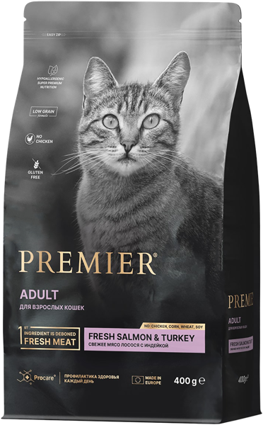 Изображение Корм для кошек Премьер филе лосося индейка Юнайтед Петфуд м/у, 400 г